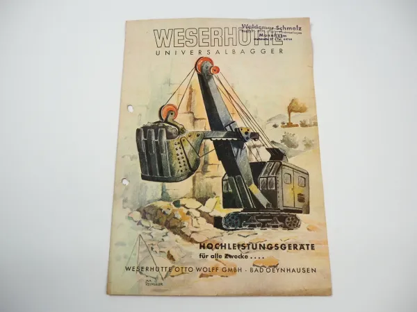 Weserhütte W3 W6 W9 W12 Universalbagger Kettenbagger Prospekt 1950er Jahre