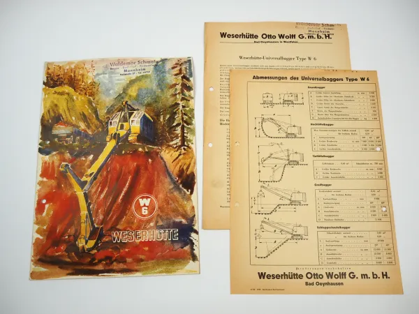 Weserhütte W6 Universalbagger Kettenbagger Prospekt 1952