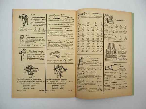 Westfalia Werkzeug Metallbearbeitung Holzbearbeitung Elektrogeräte Katalog 1951