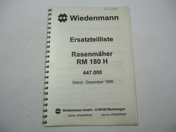Wiedemann RM180H Rasenmäher Ersatzteilliste Spare Parts List 1996