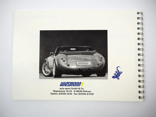 Wiesmann MF28 MF3 Roadster Betriebsanleitung Bedienung Bordbuch Deutsch