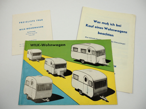 Wilk Wohnwagen Wohnanhänger Bad Kreuznach Prospekt Preisliste 1960