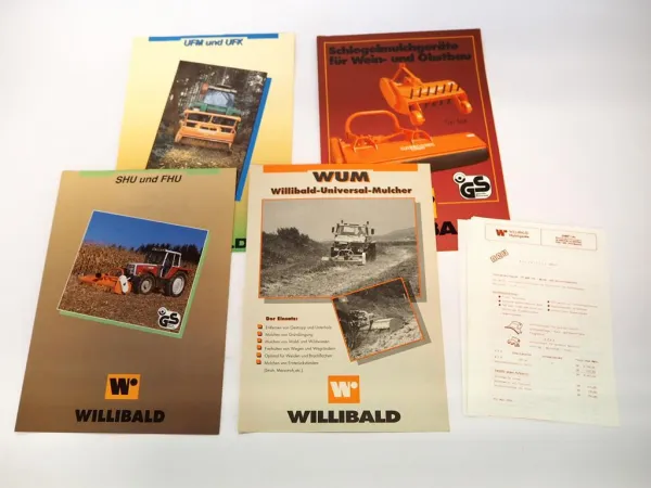 Willibald SHU FHU UFM Anbaugeräte an Unimog Steyr 4x Prospekt Preisliste ca. 1990