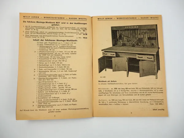 Willy Jungk Werkzeug Katalog 1956 Werkzeugfabrik Hagen