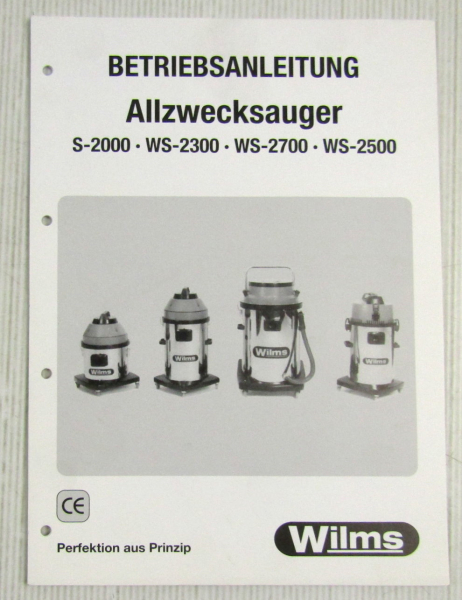Wilms Allzwecksauger S2000 WS 2300 2700 2500 Betriebsanleitung Ersatzteilliste