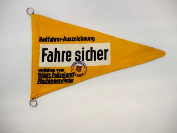 Wimpel für Fahrrad Auszeichnung Polizeiamt Plochingen Neckar ca. 1950/60
