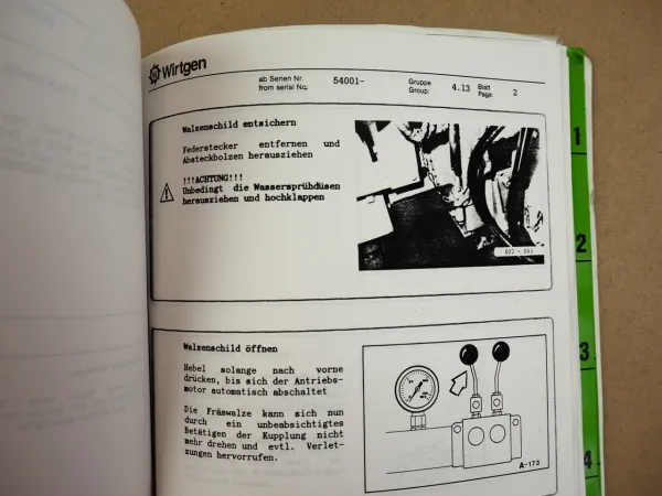 Wirtgen SF 500 C4 Kaltfräse Bedienungsanleitung Wartungsanleitung 1992