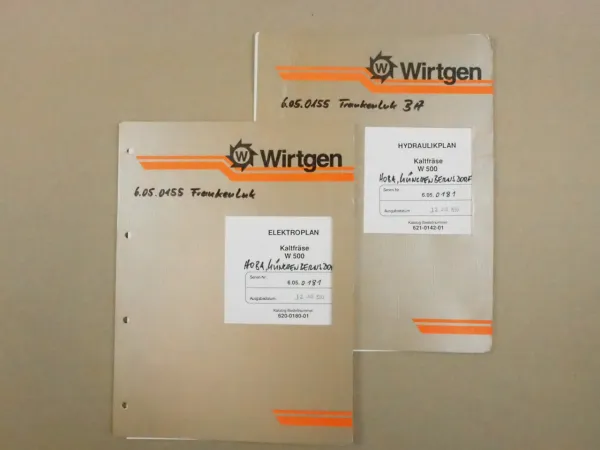 Wirtgen W500 Kaltfräse Hydraulikpläne Elektroplan Schaltplan 1993