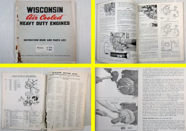 Wisconsin S-7D S-8D Heavy Duty Engines Instruction Book Parts List