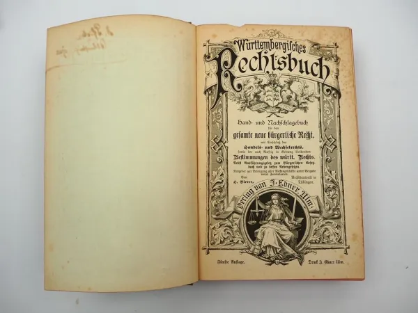 Württembergisches Rechtsbuch Bürgerliches Recht 1899 H. Bierer