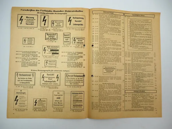 Wunderle Mainz Kastel Katalog Metallplakate zur Unfallverhütung 1959