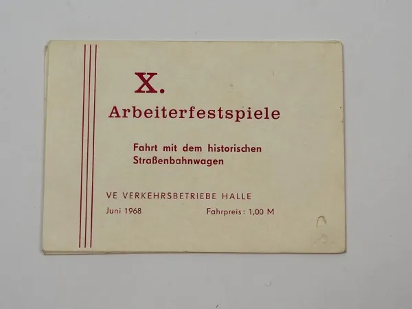 X. Arbeiterfestspiele Fahrt Straßenbahn 1968 VEB Verkehrsbetriebe Halle Saale