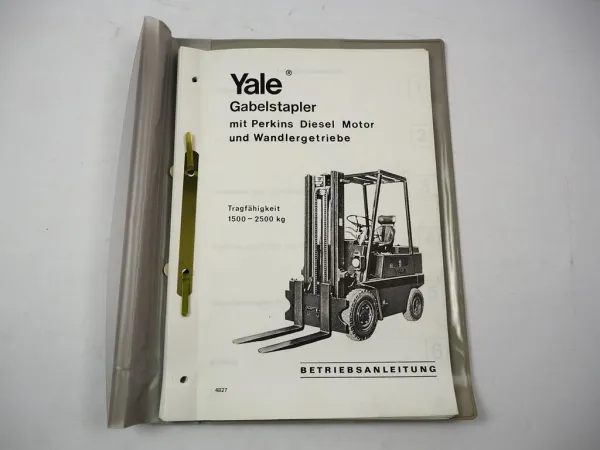 Yale Gabelstapler 1500 - 2500 kg mit Perkins 4.203 Dieselmotor Betriebsanleitung