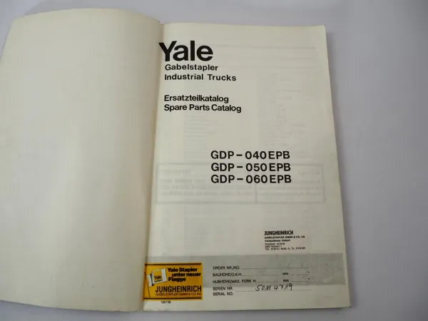 Yale GDP 040 050 060 EPB Gabelstapler Parts Manual Ersatzteilliste 1974
