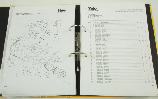 Yale GSP50MJ Stapler Ersatzteilliste und Bedienungsanleitung ca 2002
