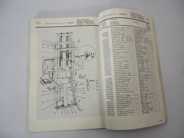 Yale VD VDP 60 70 80 100 NB Gabelstapler Parts Manual Ersatzteilliste 1974