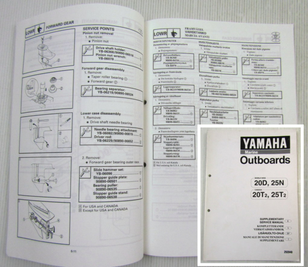 Yamaha 20 25 PS D N T2 Werkstatthandbuch Ergänzung Supplem. Service Manual