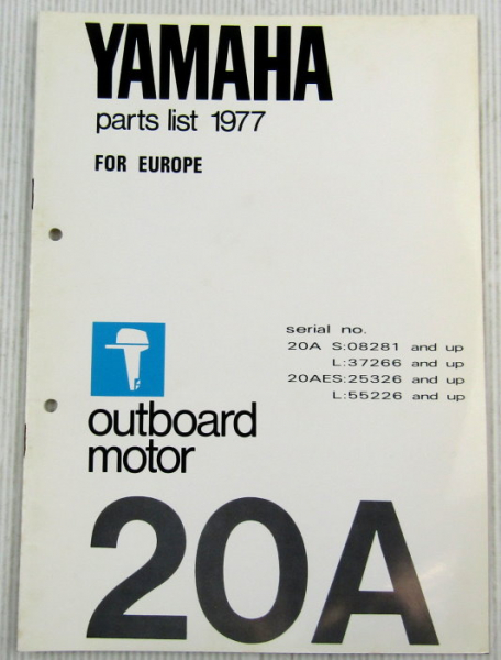 Yamaha 20A Außenbordmotor Parts List Ersatzteilliste 1977