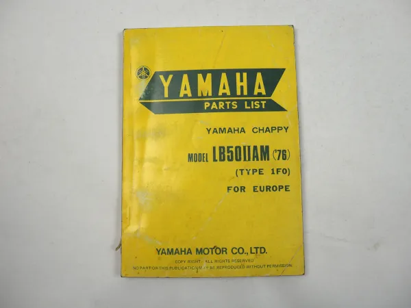 Yamaha Chappy LB50 IIAM Type 1F0 Spare Parts List Ersatzteilliste 1976
