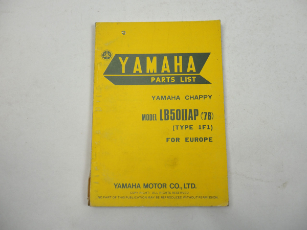 Yamaha Chappy LB50 IIAP Type 1F1 Spare Parts List Ersatzteilliste 1976