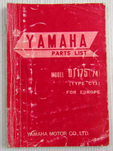 Yamaha DT175 Model Year 1974 Type CT1 for Europe Spare Parts List Catalog