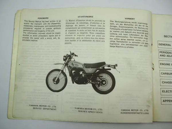 Yamaha DT250 DT400 D Werkstatthandbuch Reparaturanleitung 1976
