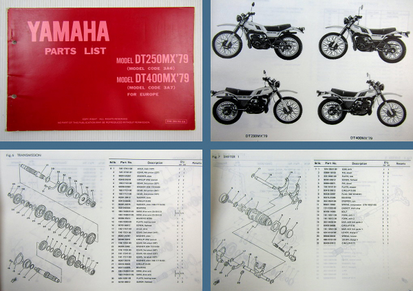 Yamaha DT250MX 3A6 DT400MX 3A7 Ersatzteilkatalog Parts list Ersatzteilliste 1979