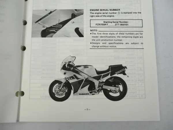 Yamaha FRZ750RT 2TT Service Manual Reparatur Werkstatthandbuch 1987