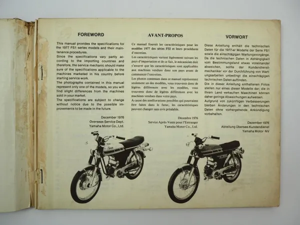 Yamaha FS-1 FS1 DX SE FS80SE Werkstatthandbuch Reparaturanleitung 1977/81