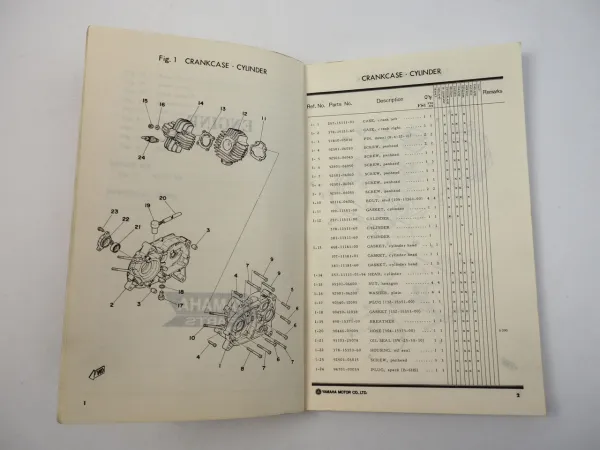 Yamaha FS1G FS1G-DX FS1H FS1H-DX FS1S FS1S-DX FS1K Parts list 1975