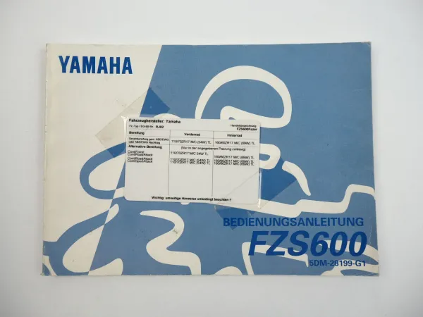 Yamaha FZS600 RJ02 Fazer 5DM Bedienungsanleitung Betriebsanleitung 1998