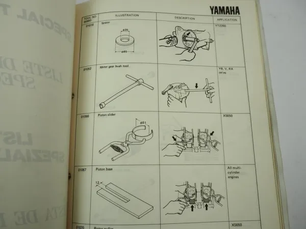 Yamaha Motorrad Werkzeuge Special Tools Werkzeug Katalog 1984/85