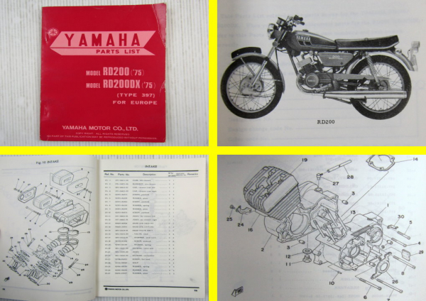 Yamaha RD200 RD200DX Type 397 for Europe Parts list Ersatzteilliste 03/1975
