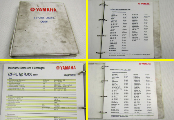 Yamaha Service Daten 2000 2001 - 70 Inspektionsblätter Zweirad Inspektionsblatt