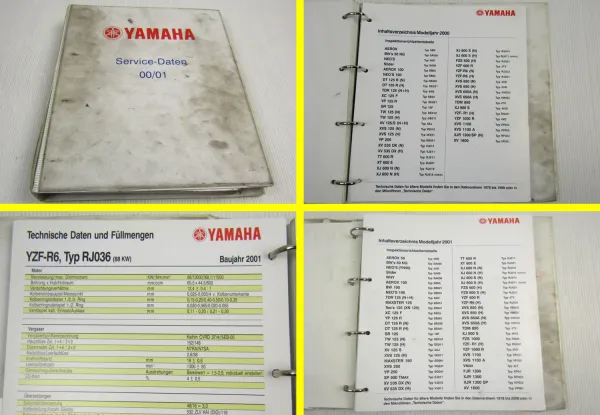 Yamaha Service Daten 2000 2001 - 70 Inspektionsblätter Zweirad Inspektionsblatt