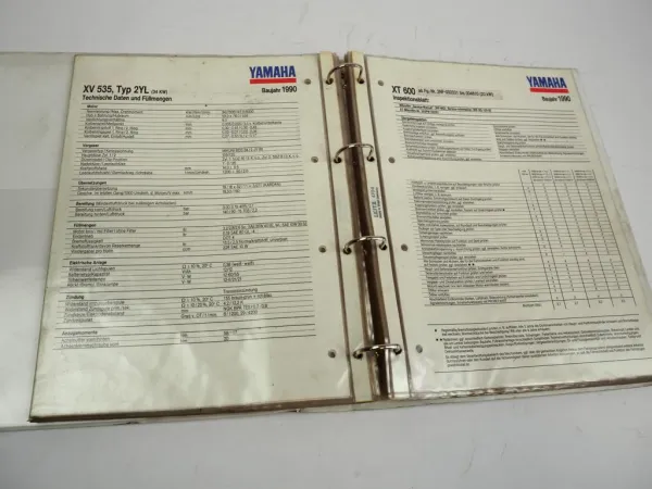 Yamaha Service Daten 58 Inspektionsblätter 1990 1991 Zweirad Inspektionsblatt