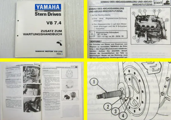 Yamaha V8 7,4 Stern Drive Wartungsanleitung Zusatz Werkstatthandbuch 1992
