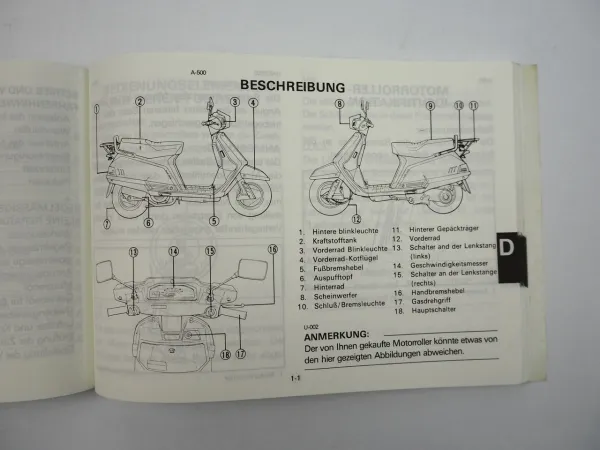 Yamaha XC125 3TE Bedienungsanleitung Owners Manual 1989