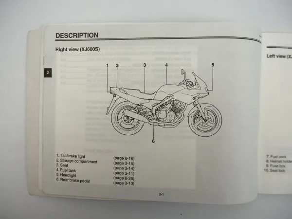 Yamaha XJ600 S N Diversion Owners Manual Bedienungsanleitung 1997 englisch