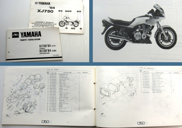 Yamaha XJ750 1984 Motorcycle Parts List Ersatzteilliste Assembly Manual Montage