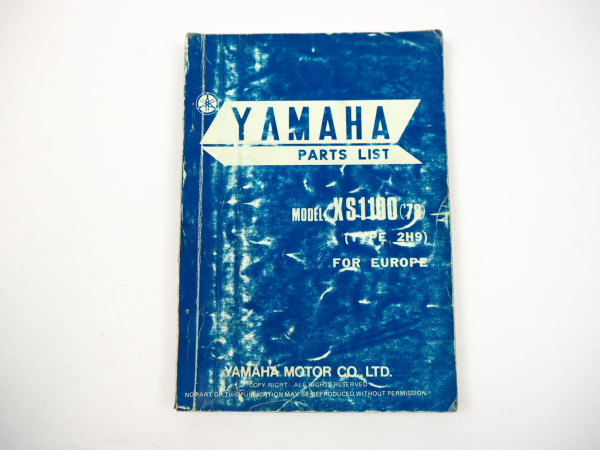 Yamaha XS1100 2H9 Europe Parts list Ersatzteilliste 1878 Teilekatalog