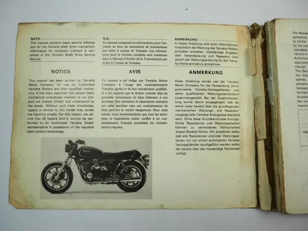 Yamaha XS1100 2H9 Werkstatthandbuch Wartungsanleitung Service Manual 1978