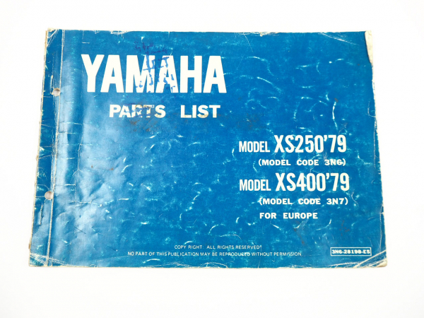 Yamaha XS250 XS400 1979 3N6 3N7 Parts List Teilekatalog Ersatzteilliste