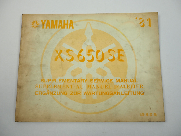 Yamaha XS650SE 5E6 Werkstatthandbuch Wartungsanleitung Ergänzung 1981