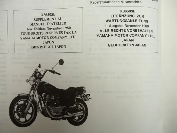 Yamaha XS650SE 5E6 Werkstatthandbuch Wartungsanleitung Ergänzung 1981