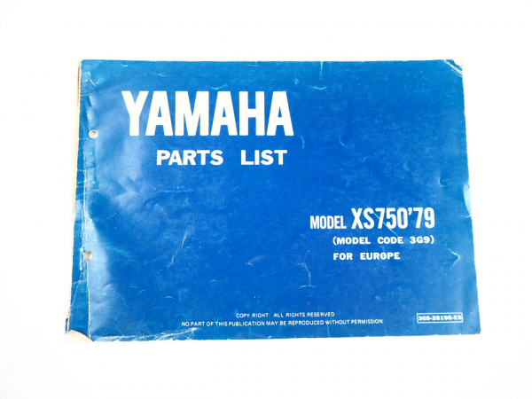 Yamaha XS750 Type 3G9 for Europe Spare Parts List Ersatzteilliste 1979