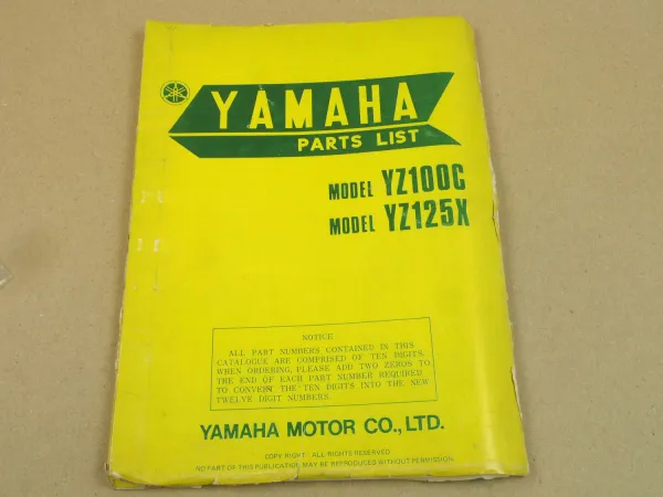 Yamaha YZ100C YZ125X Spare Parts List Teilekatalog Ersatzteilliste 1975