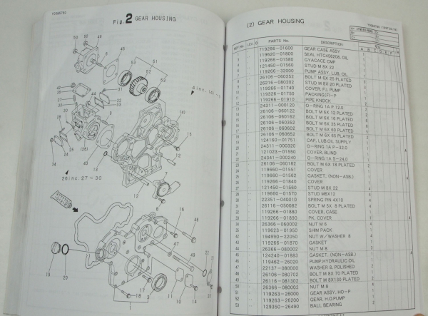 Yanmar B15 Crawler Backhoe Parts Catalog Ersatzteilliste in englisch 11/1997