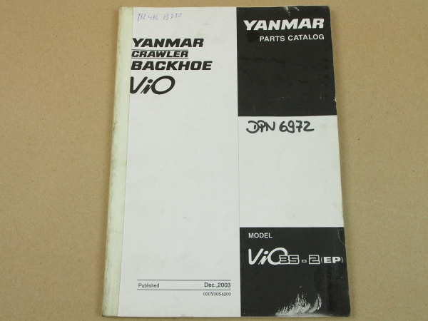 Yanmar ViO 35-2 Crawler Backhoe Ersatzteilliste in engl. Parts List 12/2003