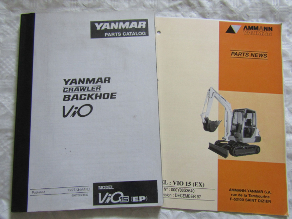 Yanmar ViO15 Crawler Backhoe Parts Catalog List Ersatzteilliste in englisch 3/97